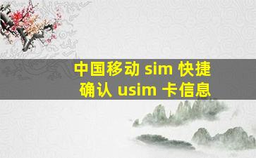 中国移动 sim 快捷确认 usim 卡信息